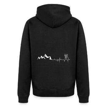 Fleur - Battement de cœur - Montagne - (6) - Veste à capuche bio Premium Unisexe - noir - Dos - Nico (187cm)