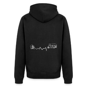 Heart palpitations - Beer - Camping Van - (4) - Unisex Premium Organic Zip Hoodie - black - Back - Nico (187cm)