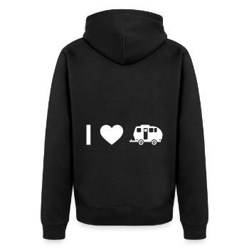 I Heart and Camping Caravan - - Unisex Premium Organic Zip Hoodie - black - Back - Nico (187cm)