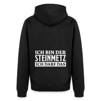 Steinmetz Spruch Beruf Lustiges Steinmetz Geschenk - Unisex Premium Bio Zip Hoodie - Schwarz - Hinten - Nico (187cm)