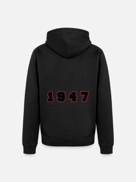 1947 Year Number - Unisex Premium Organic Zip Hoodie - black