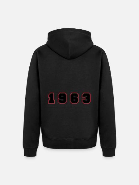1963 Year Number - Unisex Premium Organic Zip Hoodie - black