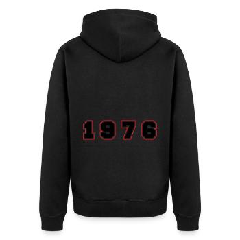 1976 Year Number - Unisex Premium Organic Zip Hoodie - black - Back - Nico (187cm)