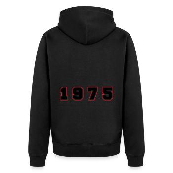 1975 Jahr Zahl - Unisex Premium Bio Zip Hoodie - Schwarz - Hinten - Nico (187cm)