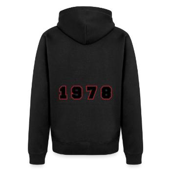 Numéro de l’année 1978 - Veste à capuche bio Premium Unisexe - noir - Dos - Nico (187cm)
