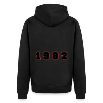Numéro de l’année 1982 - Veste à capuche bio Premium Unisexe - noir - Dos - Nico (187cm)