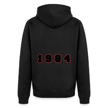Numéro de l’année 1984 - Veste à capuche bio Premium Unisexe - noir - Dos - Nico (187cm)