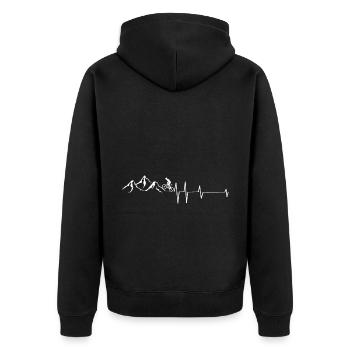 Berg - Herzschlag - Radsport - (2) - Unisex Premium Bio Zip Hoodie - Schwarz - Hinten - Nico (187cm)