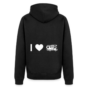 I Heart and Camping Van - - Unisex Premium Organic Zip Hoodie - black - Back - Nico (187cm)