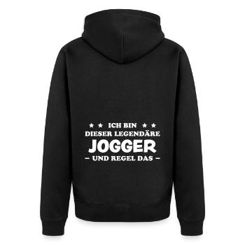 Jogger Laufen Lustiger Spruch Joggen Geschenk - Unisex Premium Bio Zip Hoodie - Schwarz - Hinten - Nico (187cm)