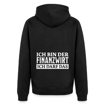 Finanzwirt Spruch Job Lustiges Finanzwirt Geschenk - Unisex Premium Bio Zip Hoodie - Schwarz - Hinten - Nico (187cm)