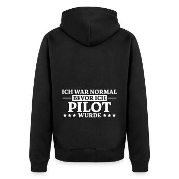 Pilot Spruch Flugsport Lustiges Piloten Geschenk - Unisex Premium Bio Zip Hoodie - Schwarz - Hinten - Nico (187cm)