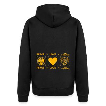 Axtwerfen - Unisex Premium Bio Zip Hoodie - Schwarz - Hinten - Nico (187cm)