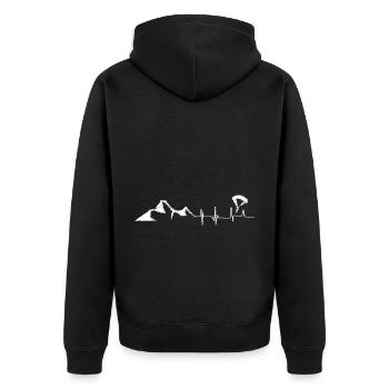 Battement de cœur - Montagne - Parapente - (9) - Veste à capuche bio Premium Unisexe - noir - Dos - Nico (187cm)