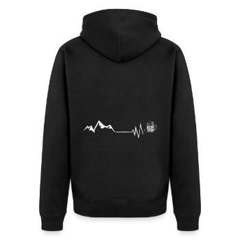 Bier - Herzschlag - Berg - (10) Bier - Herzschlag - Unisex Premium Bio Zip Hoodie - Schwarz - Hinten - Nico (187cm)