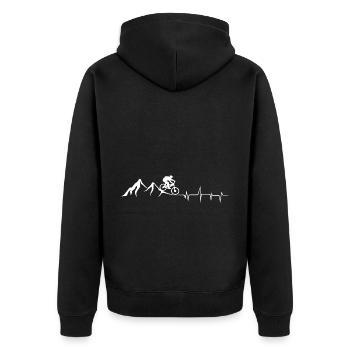 Mountain - Heartbeat - Mountain Bike - (1) Mountain - Heart - Unisex Premium Organic Zip Hoodie - black - Back - Nico (187cm)