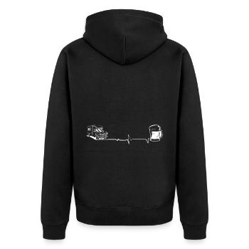 Bier - Herzklopfen - Campingwagen - (2) - Unisex Premium Bio Zip Hoodie - Schwarz - Hinten - Nico (187cm)