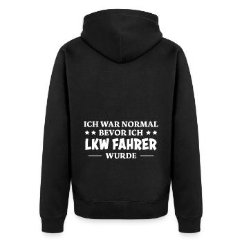 LKW Fahrer Spruch Job Lustiges LKW Fahrer Geschenk - Unisex Premium Bio Zip Hoodie - Schwarz - Hinten - Nico (187cm)