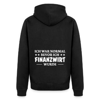 Finanzwirt Spruch Job Lustiges Finanzwirt Geschenk - Unisex Premium Bio Zip Hoodie - Schwarz - Hinten - Nico (187cm)
