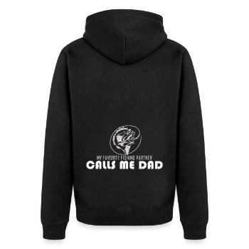 Mon partenaire de pêche m’appelle Papa Partner-Ruhestan - Veste à capuche bio Premium Unisexe - noir - Dos - Nico (187cm)