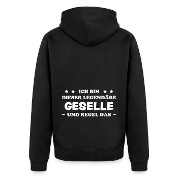 Geselle Lustiger Spruch Gesellenprüfung Geschenk - Unisex Premium Bio Zip Hoodie - Schwarz - Hinten - Nico (187cm)