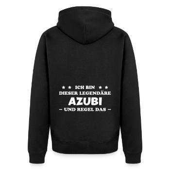 Azubi Witz Spruch Lehrling Auszubildende Geschenk - Unisex Premium Bio Zip Hoodie - Schwarz - Hinten - Nico (187cm)