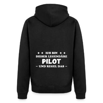 Pilot Lustige Spruch Flug Flugsport Pilot Geschenk - Unisex Premium Bio Zip Hoodie - Schwarz - Hinten - Nico (187cm)