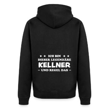 Kellner Lustige Spruch Service Restaurant Geschenk - Unisex Premium Bio Zip Hoodie - Schwarz - Hinten - Nico (187cm)