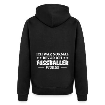 Fußballer Spruch Tor Lustiges Fussballer Geschenk - Unisex Premium Bio Zip Hoodie - Schwarz - Hinten - Nico (187cm)