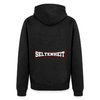 Seltenheit Selten Spruch Motto - Unisex Premium Bio Zip Hoodie - Schwarz - Hinten - Nico (187cm)