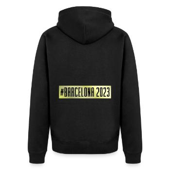 Barcelona 2023 - Unisex Premium Bio Zip Hoodie - Schwarz - Hinten - Nico (187cm)