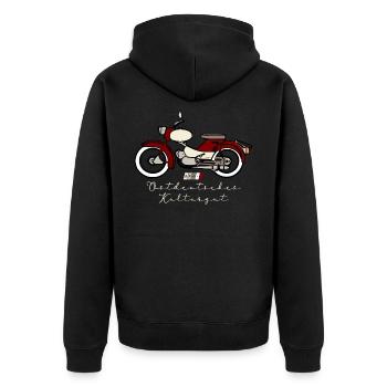 Simson Star SR4-1 - DDR - Ostdeutsches Kulturgut - Unisex Premium Bio Zip Hoodie - Schwarz - Hinten - Nico (187cm)