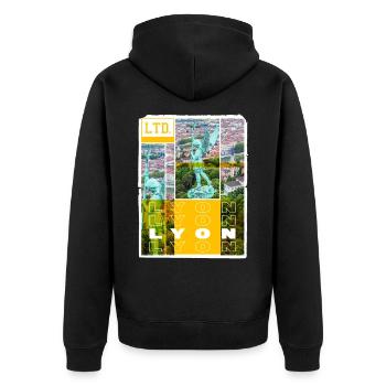 Lyon Frankreich Stadt Skyline Heimat Liebe Urlaub - Unisex Premium Bio Zip Hoodie - Schwarz - Hinten - Nico (187cm)