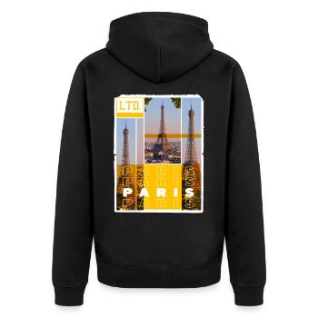Paris France City Skyline Eiffel Tower Holiday - Unisex Premium Organic Zip Hoodie - black - Back - Nico (187cm)
