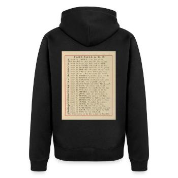 Baseball ABC 1885 Vintage Buch Illustration Nr.3 - Unisex Premium Bio Zip Hoodie - Schwarz - Hinten - Nico (187cm)