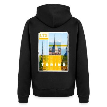 Turin Turin Turin Italie Ville Skyline Vacances Amour - Veste à capuche bio Premium Unisexe - noir - Dos - Nico (187cm)