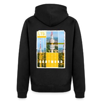 Dortmund Allemagne Ville Skyline Accueil Amour - Veste à capuche bio Premium Unisexe - noir - Dos - Nico (187cm)