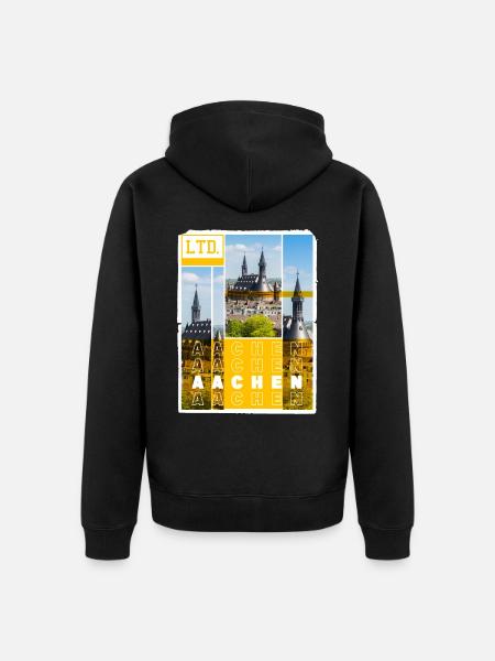 Aachen Germany City Skyline Home Love - Unisex Premium Organic Zip Hoodie - black