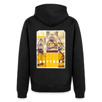 Bottrop Deutschland Stadt Skyline Heimat Liebe - Unisex Premium Bio Zip Hoodie - Schwarz - Hinten - Nico (187cm)