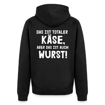 Das ist totaler Käse - Unisex Premium Bio Zip Hoodie - Schwarz - Hinten - Nico (187cm)