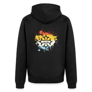 Croix Occitanie splash art - Unisex Premium Organic Zip Hoodie - black - Back - Nico (187cm)