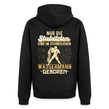 Sternzeichen Wassermann Wassermänner Geschenk - Unisex Premium Bio Zip Hoodie - Schwarz - Hinten - Nico (187cm)