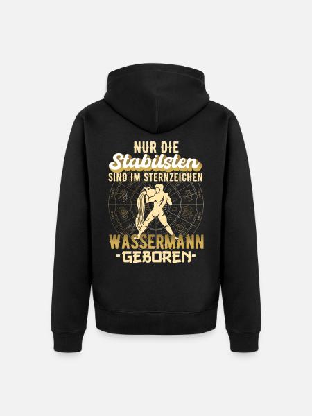 Sternzeichen Wassermann Wassermänner Geschenk - Unisex Premium Bio Zip Hoodie - Schwarz