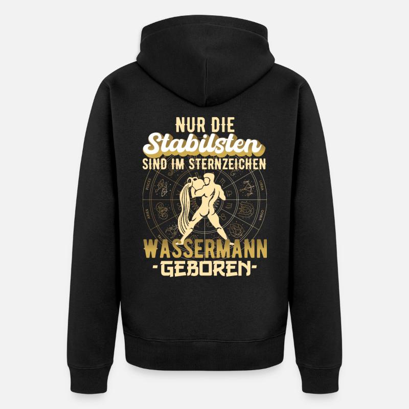 Sternzeichen Wassermann Wassermänner Geschenk - Unisex Premium Bio Zip Hoodie - Schwarz