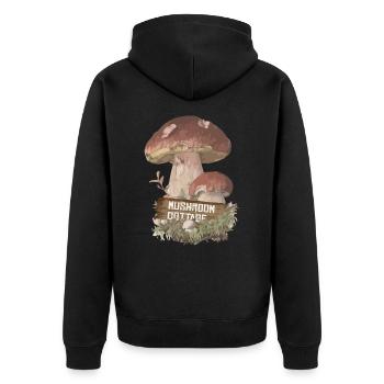 Pilz Cottage Goblincore Cottagecore Ästhetik - Unisex Premium Bio Zip Hoodie - Schwarz - Hinten - Nico (187cm)