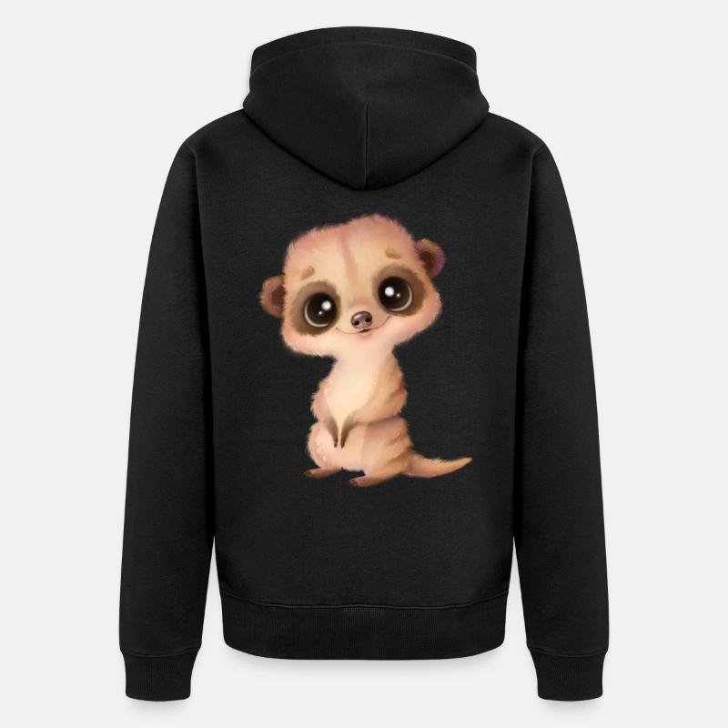 Suricate mignon avec des yeux - Veste à capuche bio Premium Unisexe - noir