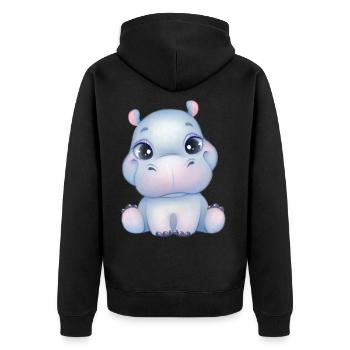 Mignon bébé hippopotame avec des yeux - Baby-Hippo - Veste à capuche bio Premium Unisexe - noir - Dos - Nico (187cm)