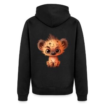 Mignonne bébé hyène avec des yeux - Veste à capuche bio Premium Unisexe - noir - Dos - Nico (187cm)
