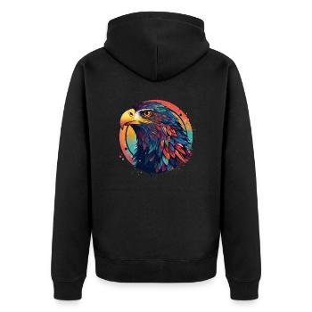Adler bunt im Kreis, Polygon - Unisex Premium Bio Zip Hoodie - Schwarz - Hinten - Nico (187cm)