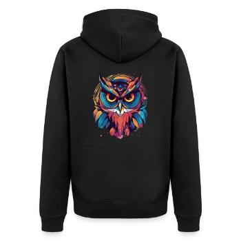 Mignon bohème hibou indie coloré - Veste à capuche bio Premium Unisexe - noir - Dos - Nico (187cm)
